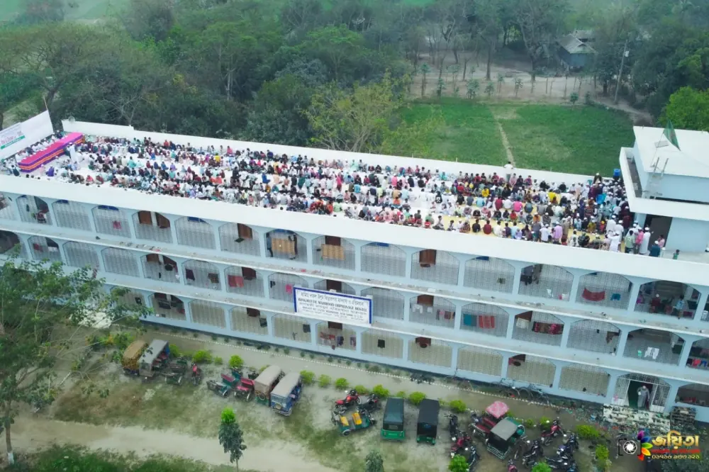Aerial of the annual Jalsa gathering on the campus rooftop